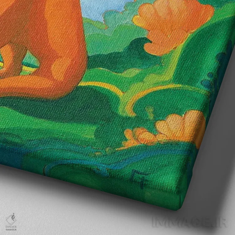 تابلو تیرکس بغلکردنی اثر مایت فلای آرت اند ایلاستریشن (استودیو طراحی و تصویرگری) - نمای نزدیک بافت بوم