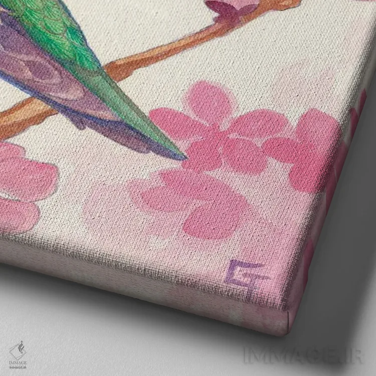 تابلو مرغ مگسخوار آنا اثر مایت فلای آرت اند ایلاستریشن (استودیو طراحی و تصویرگری) - نمای نزدیک بافت بوم