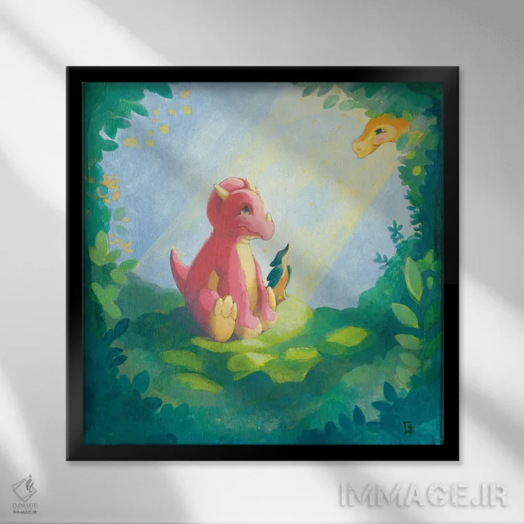 تابلو سهشاخ بغلکردنی اثر مایت فلای آرت اند ایلاستریشن (استودیو طراحی و تصویرگری) - نمای قابدار مشکی