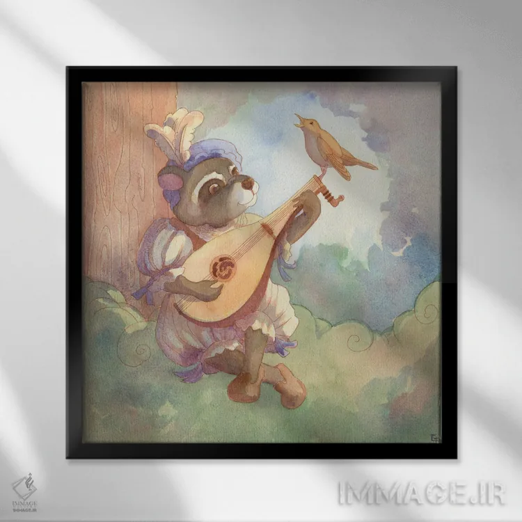 تابلو اگر موسیقی خوراک عشق است، بنواز ادامه بده اثر مایت فلای آرت اند ایلاستریشن (استودیو طراحی و تصویرگری) - نمای قابدار مشکی