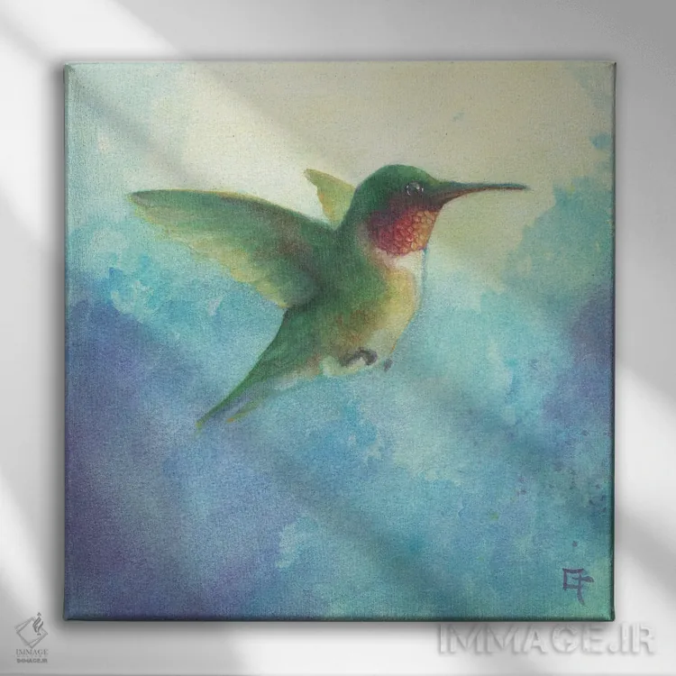 تابلو مرغ مگسخوار در پرواز اثر مایت فلای آرت اند ایلاستریشن (استودیو طراحی و تصویرگری) - نمای روبهرو روی دیوار