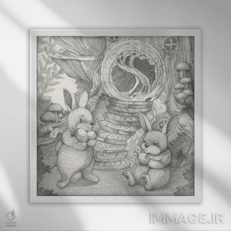 تابلو میانوعده توتفرنگی اثر مایت فلای آرت اند ایلاستریشن (استودیو طراحی و تصویرگری) - نمای قابدار سفید