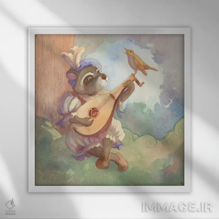 تابلو اگر موسیقی خوراک عشق است، بنواز ادامه بده اثر مایت فلای آرت اند ایلاستریشن (استودیو طراحی و تصویرگری) - نمای قابدار سفید