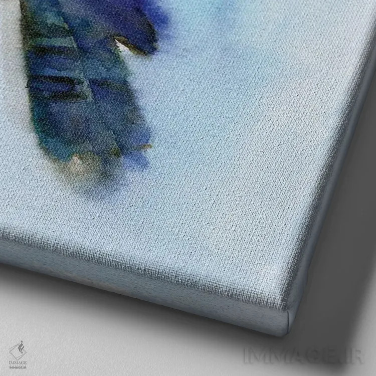 تابلو جی آبی (نوع پرنده) اثر مایت فلای آرت اند ایلاستریشن (استودیو طراحی و تصویرگری) - نمای نزدیک بافت بوم