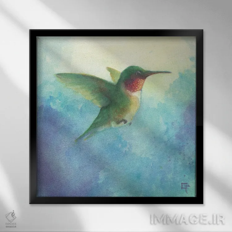 تابلو مرغ مگسخوار در پرواز اثر مایت فلای آرت اند ایلاستریشن (استودیو طراحی و تصویرگری) - نمای قابدار مشکی