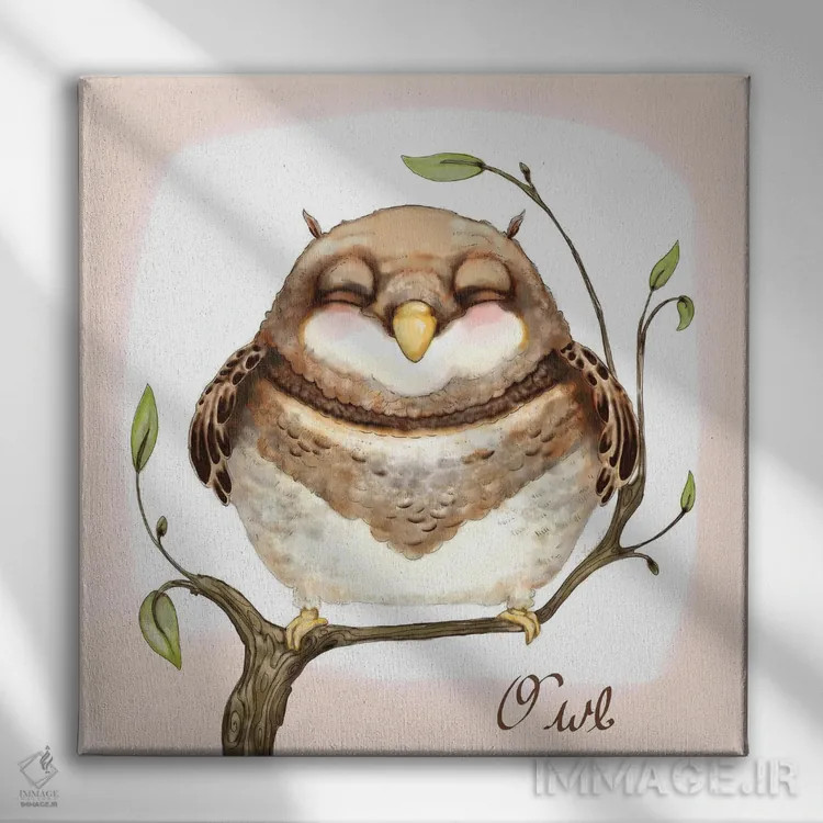 تابلو شادترین جغد اثر مایت فلای آرت اند ایلاستریشن (استودیو طراحی و تصویرگری) - نمای روبهرو روی دیوار