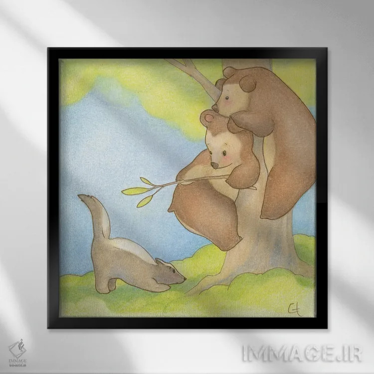 تابلو شجاعان شانس میآورند اثر مایت فلای آرت اند ایلاستریشن (استودیو طراحی و تصویرگری) - نمای قابدار مشکی