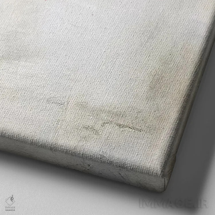 تابلو چشم جاسوس (بازی با کلمه) اثر فیموس ون دد (هنرمند معاصر با نام مستعار) - نمای نزدیک بافت بوم