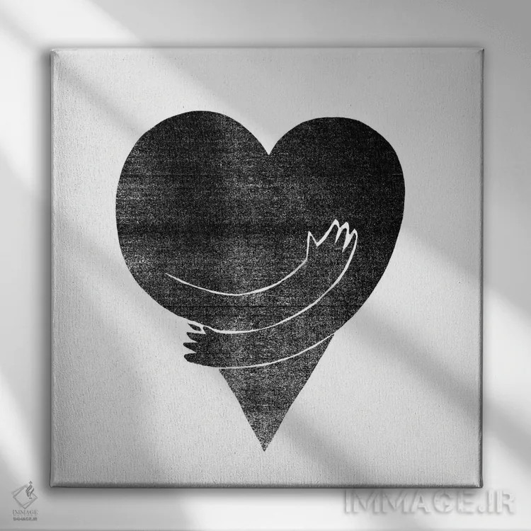 تابلو عشق اثر فیموس ون دد (هنرمند معاصر با نام مستعار) - نمای روبهرو روی دیوار