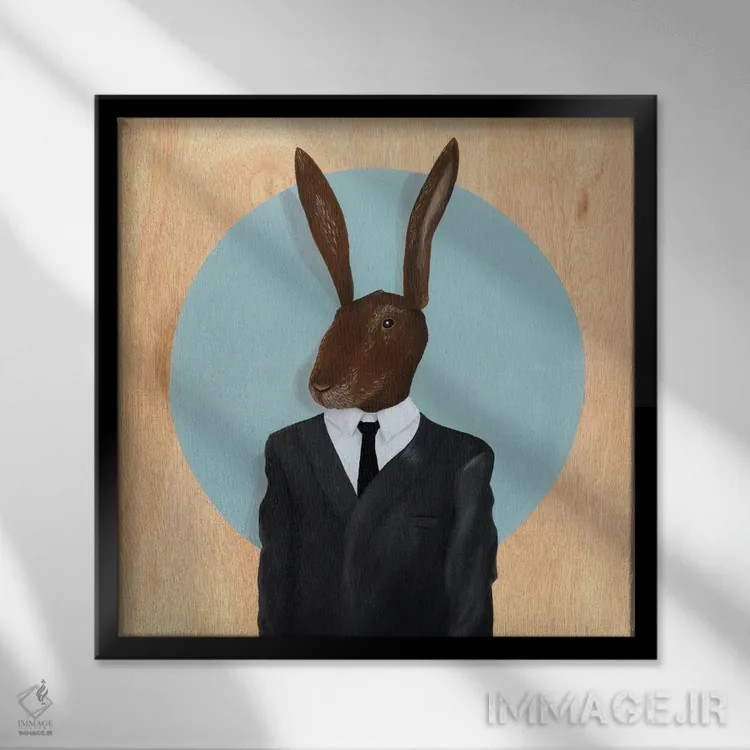 تابلو خرگوش اثر فیموس ون دد (هنرمند معاصر با نام مستعار) - نمای قابدار مشکی