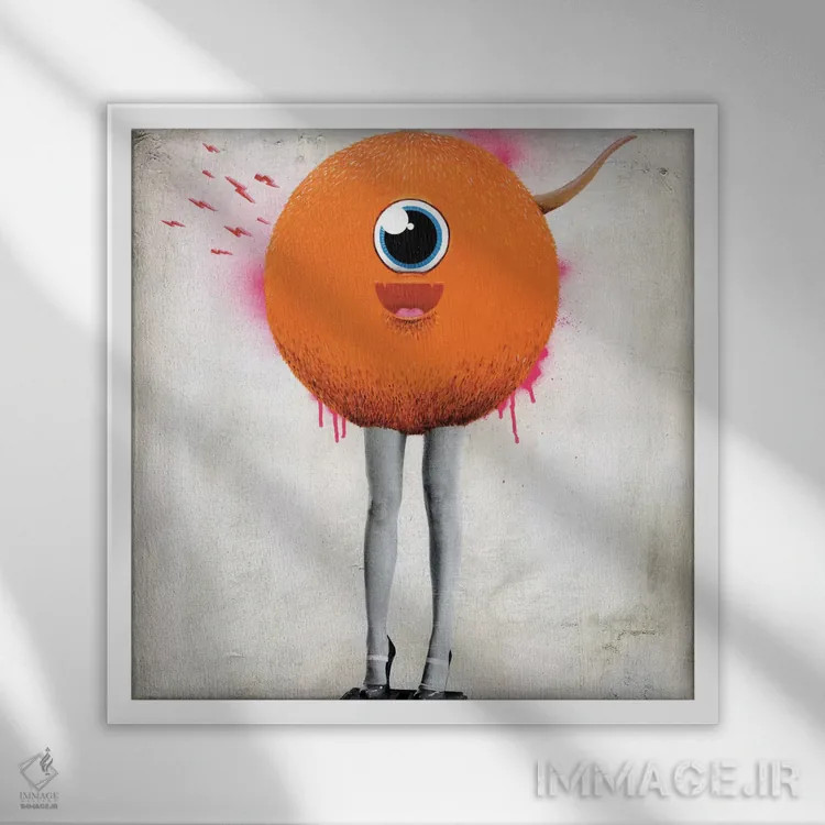 تابلو چشم جاسوس (بازی با کلمه) اثر فیموس ون دد (هنرمند معاصر با نام مستعار) - نمای قابدار سفید