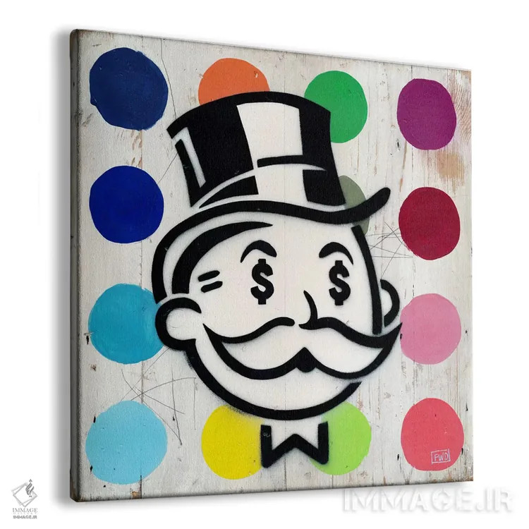 تابلو Another Dollar II,یک روز دیگر، یک دلار دیگر ۲ اثر فیموس ون دد (هنرمند معاصر با نام مستعار) - نمای پرسپکتیو محصول