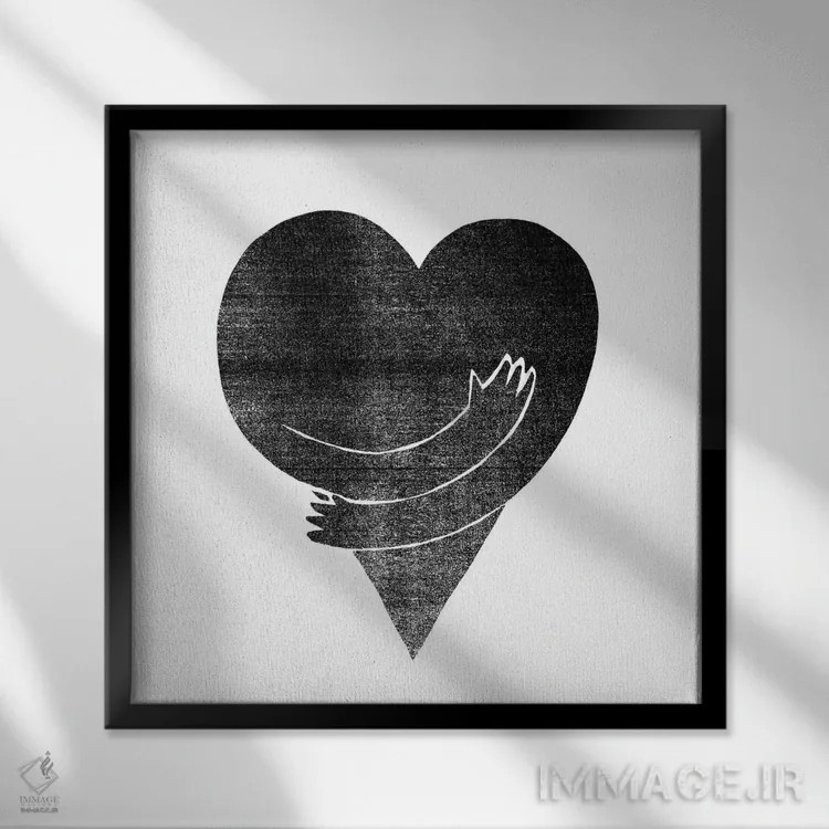 تابلو عشق اثر فیموس ون دد (هنرمند معاصر با نام مستعار) - نمای قابدار مشکی