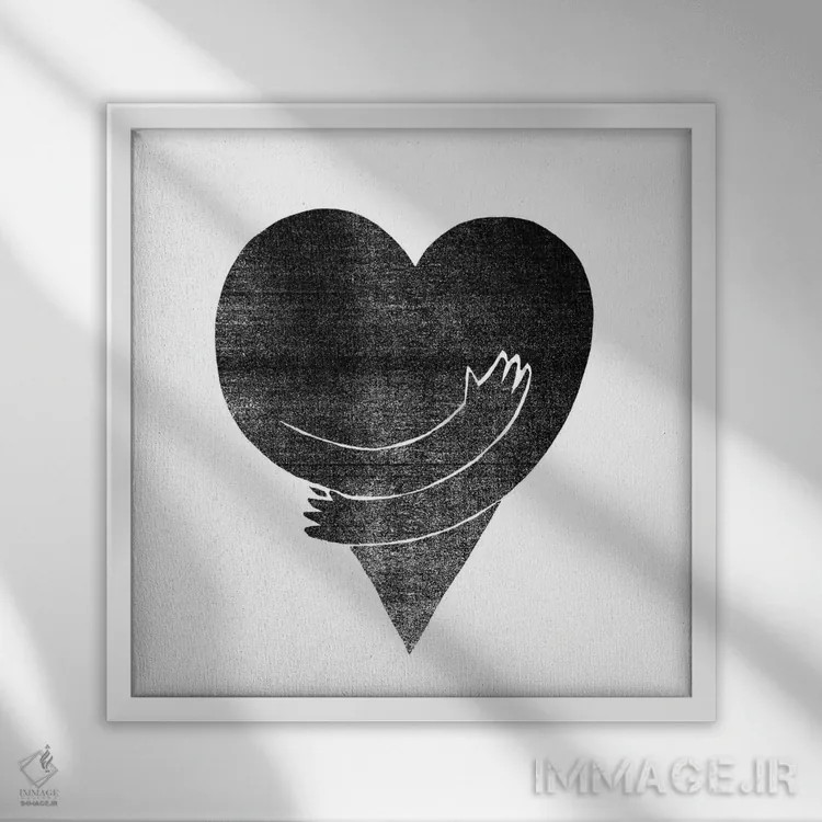 تابلو عشق اثر فیموس ون دد (هنرمند معاصر با نام مستعار) - نمای قابدار سفید