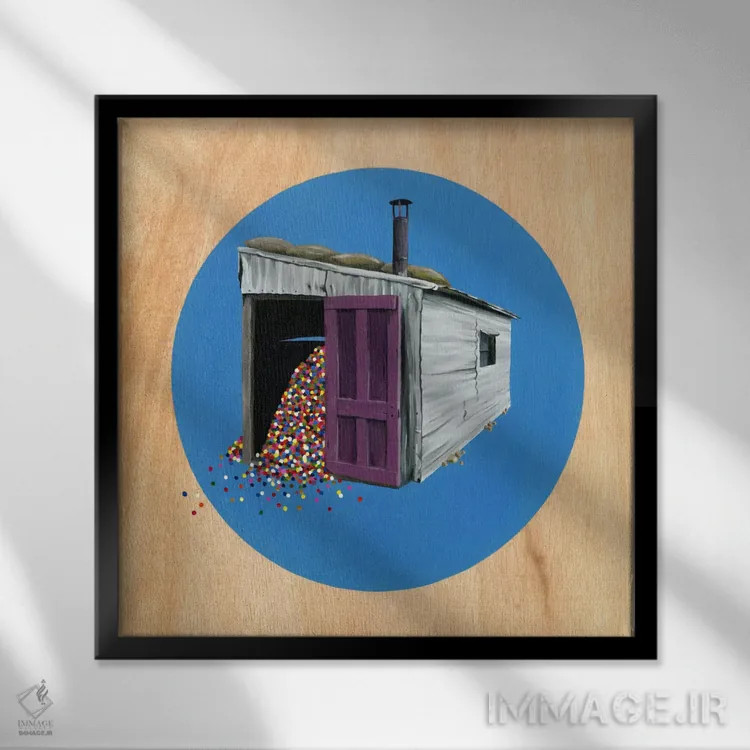 تابلو آلونک ۲ اثر فیموس ون دد (هنرمند معاصر با نام مستعار) - نمای قابدار مشکی