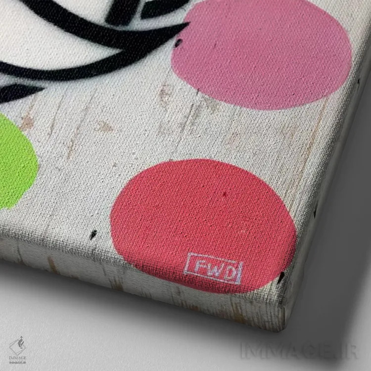 تابلو Another Dollar II,یک روز دیگر، یک دلار دیگر ۲ اثر فیموس ون دد (هنرمند معاصر با نام مستعار) - نمای نزدیک بافت بوم