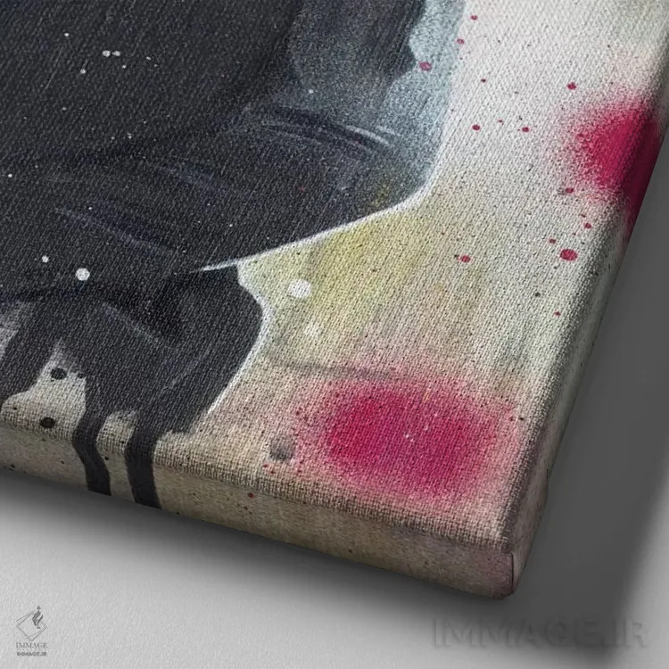 تابلو مرد کتوشلواری اثر فیموس ون دد (هنرمند معاصر با نام مستعار) - نمای نزدیک بافت بوم