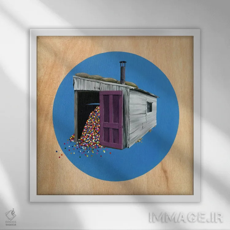 تابلو آلونک ۲ اثر فیموس ون دد (هنرمند معاصر با نام مستعار) - نمای قابدار سفید