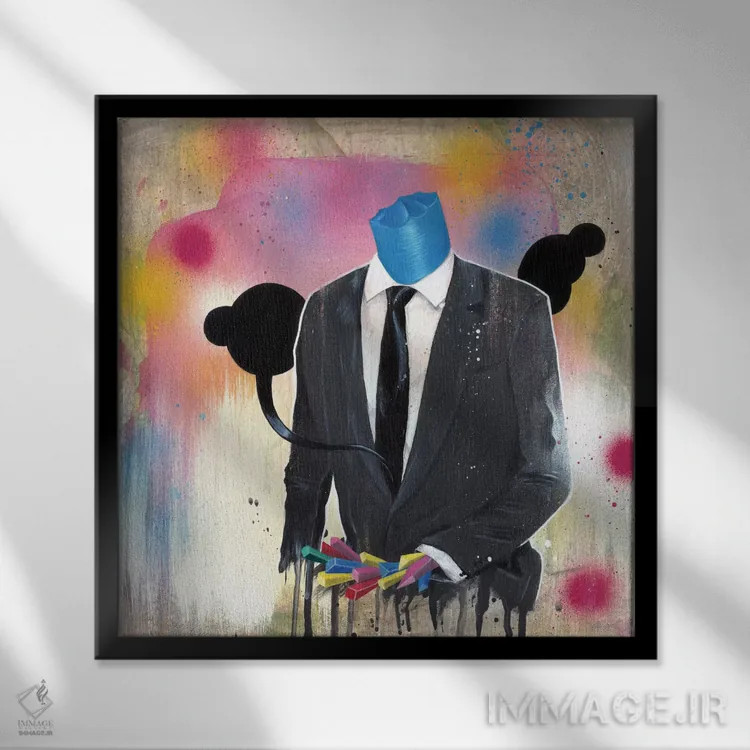 تابلو مرد کتوشلواری اثر فیموس ون دد (هنرمند معاصر با نام مستعار) - نمای قابدار مشکی