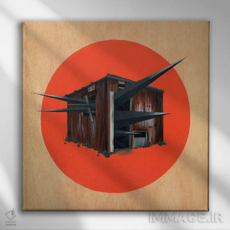 تابلو آلونک ۳ اثر فیموس ون دد (هنرمند معاصر با نام مستعار) - نمای روبهرو روی دیوار