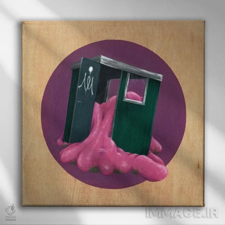 تابلو آلونک ۴ اثر فیموس ون دد (هنرمند معاصر با نام مستعار) - نمای روبهرو روی دیوار