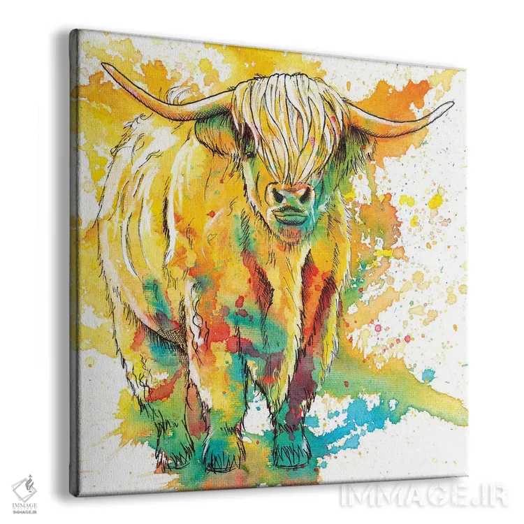 تابلو گاو کوهستانی (نژاد گاو اسکاتلندی) اثر فلو آرت استودیو (استودیوی هنری) - نمای پرسپکتیو محصول