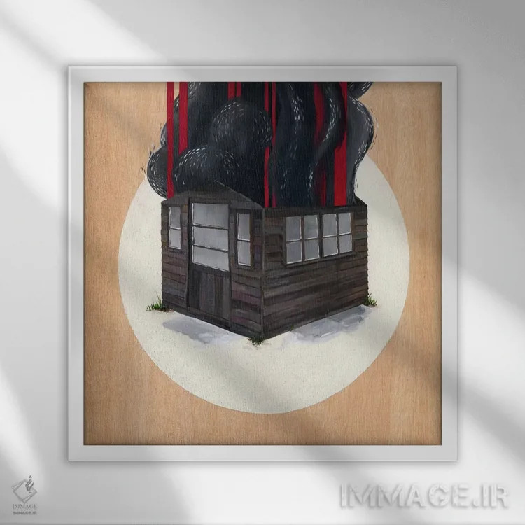 تابلو آلونک ۱ اثر فیموس ون دد (هنرمند معاصر با نام مستعار) - نمای قابدار سفید