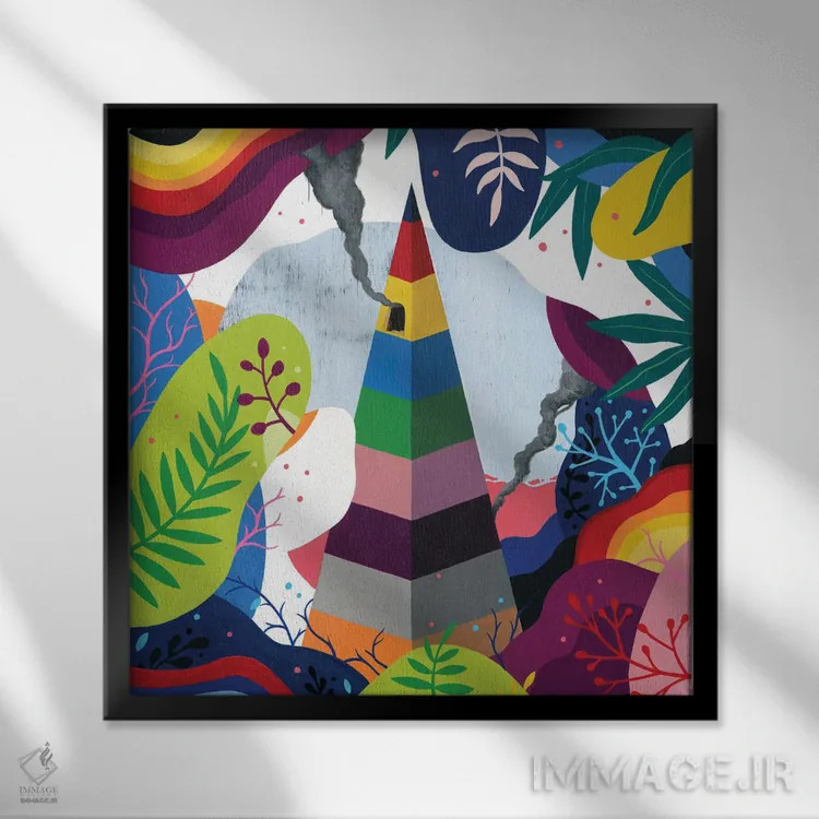 تابلو اهرام (هرم) اثر فیموس ون دد (هنرمند معاصر با نام مستعار) - نمای قابدار مشکی