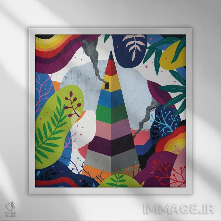 تابلو اهرام (هرم) اثر فیموس ون دد (هنرمند معاصر با نام مستعار) - نمای قابدار سفید