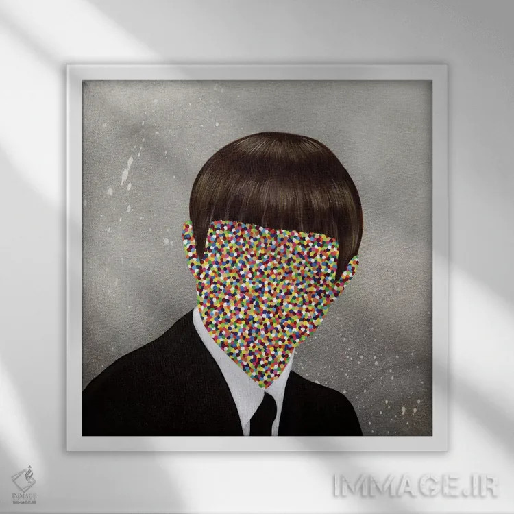 تابلو فارغالتحصیلان؟ ۱ اثر فیموس ون دد (هنرمند معاصر با نام مستعار) - نمای قابدار سفید