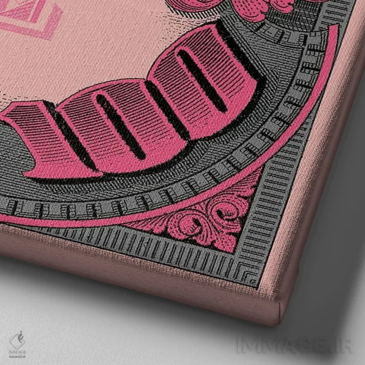 تابلو صد مربع صورتی خاکستری اثر فرانک آموروسو - نمای نزدیک بافت بوم