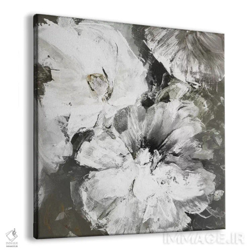 تابلو گلهای سفید و خاکستری اثر دیزاین فابریکن (استودیو طراحی دانمارکی) - نمای پرسپکتیو محصول