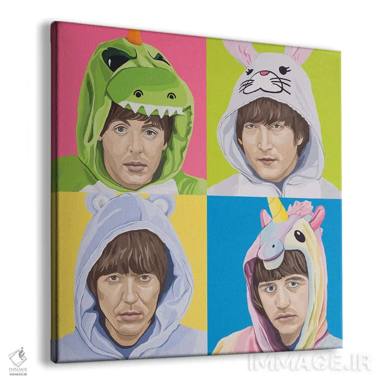 تابلو چهار شگفتانگیز (اشاره به گروه بیتلز) اثر کریستین فاردی - نمای پرسپکتیو محصول