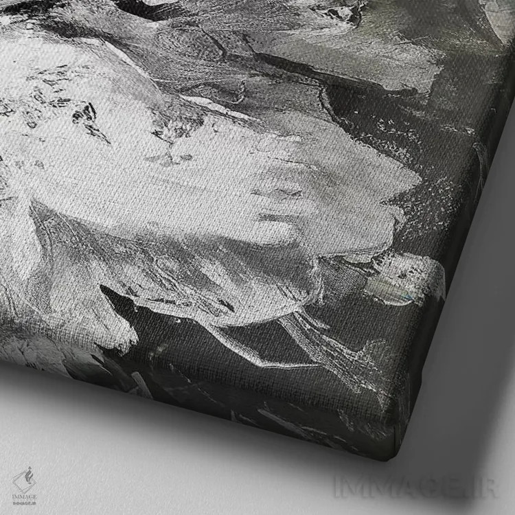 تابلو گلهای سفید و خاکستری اثر دیزاین فابریکن (استودیو طراحی دانمارکی) - نمای نزدیک بافت بوم