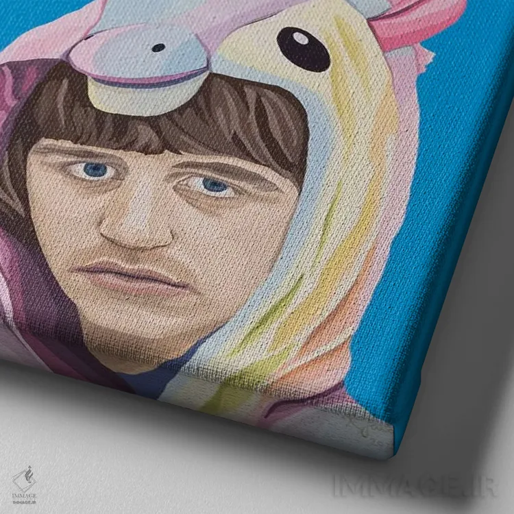 تابلو چهار شگفتانگیز (اشاره به گروه بیتلز) اثر کریستین فاردی - نمای نزدیک بافت بوم