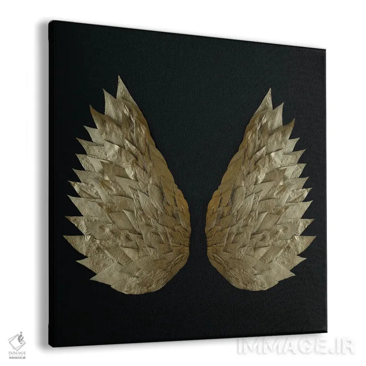 تابلو بالهای فرشته با برگ طلایی اثر آلیسون فنل - نمای پرسپکتیو محصول