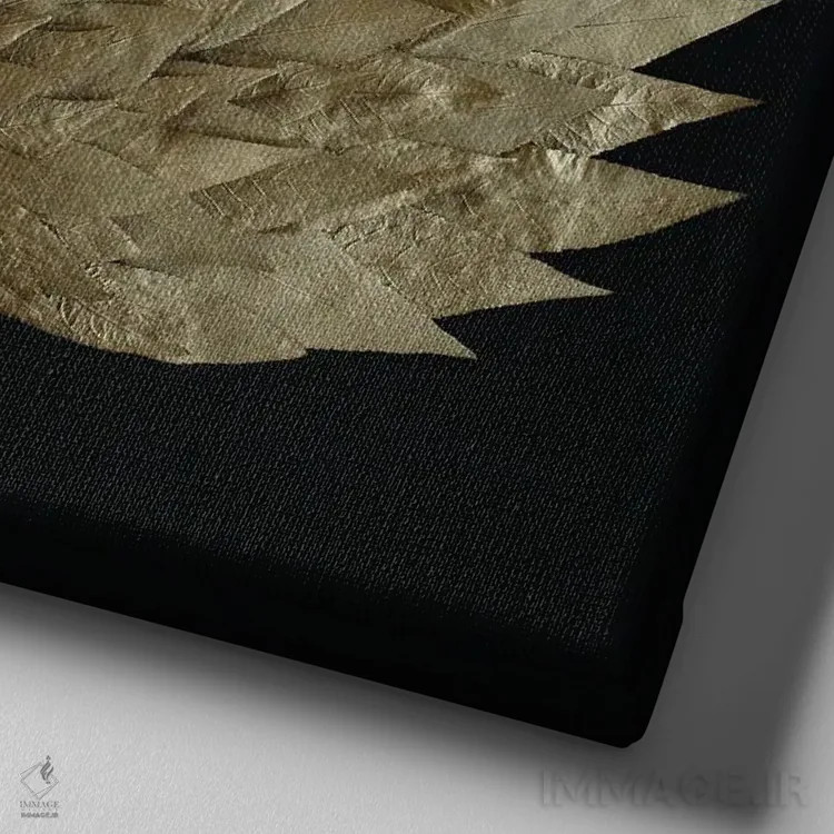 تابلو بالهای فرشته با برگ طلایی اثر آلیسون فنل - نمای نزدیک بافت بوم