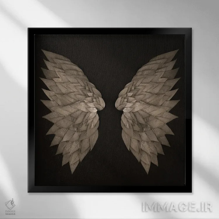 تابلو بالهای فرشته بادلیا (گل) اثر آلیسون فنل - نمای قابدار مشکی