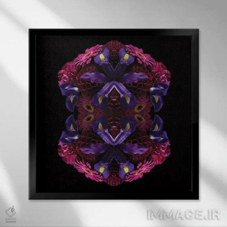 تابلو نیروانای گلها اثر آلیسون فنل - نمای قابدار مشکی