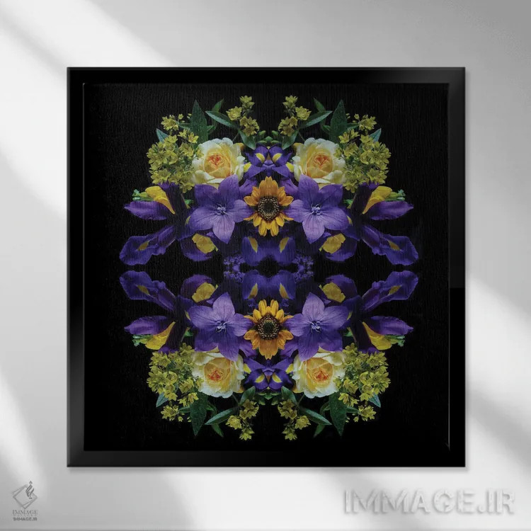 تابلو گلهای باغ عدن اثر آلیسون فنل - نمای قابدار مشکی