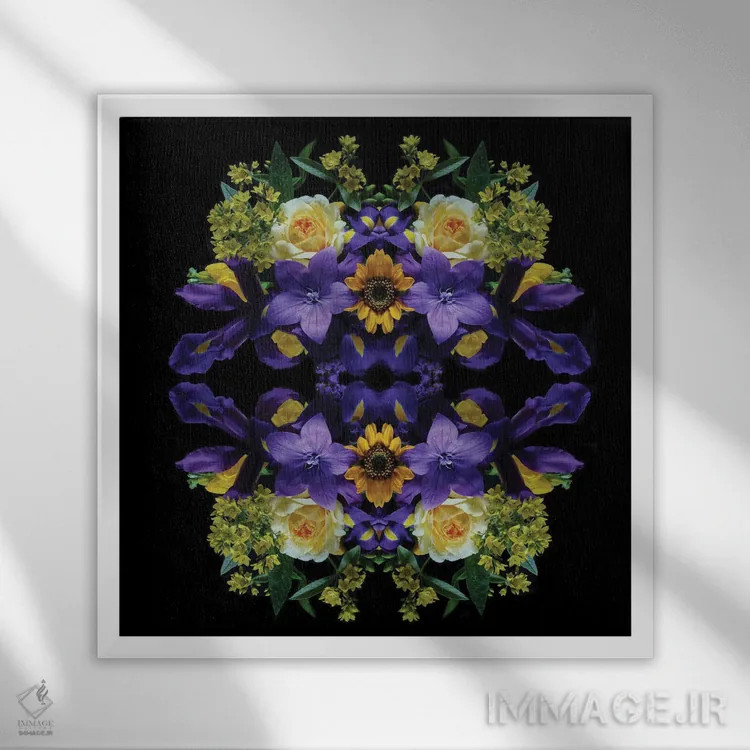 تابلو گلهای باغ عدن اثر آلیسون فنل - نمای قابدار سفید