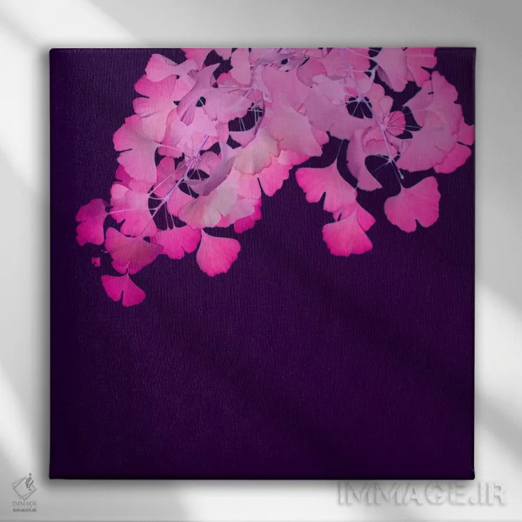 تابلو جینکو بیلوبا صورتی ۱ اثر آلیسون فنل - نمای روبهرو روی دیوار