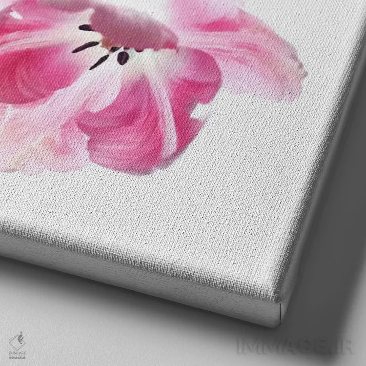 تابلو مجموعهٔ چهارتایی لالهٔ صورتی اثر آلیسون فنل - نمای نزدیک بافت بوم