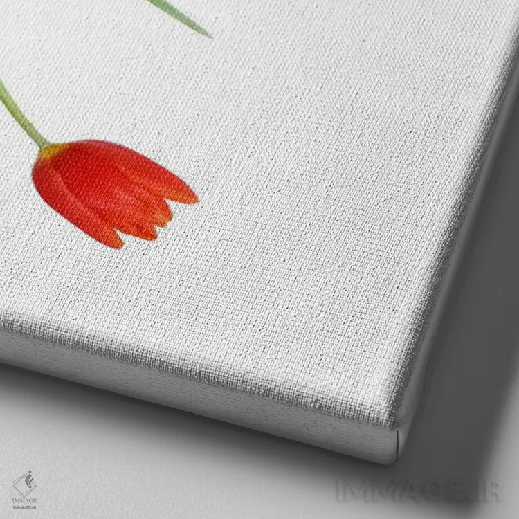 تابلو آینهٔ لالهٔ قرمز اثر آلیسون فنل - نمای نزدیک بافت بوم