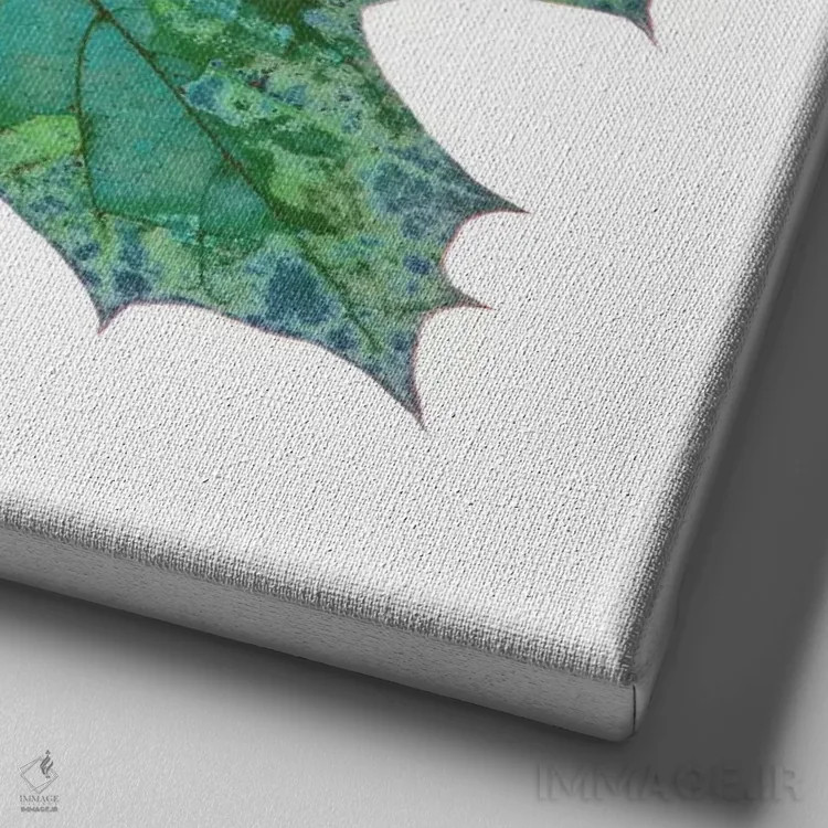 تابلو ستاره برگ افرا سبز آبی ۲ اثر آلیسون فنل - نمای نزدیک بافت بوم