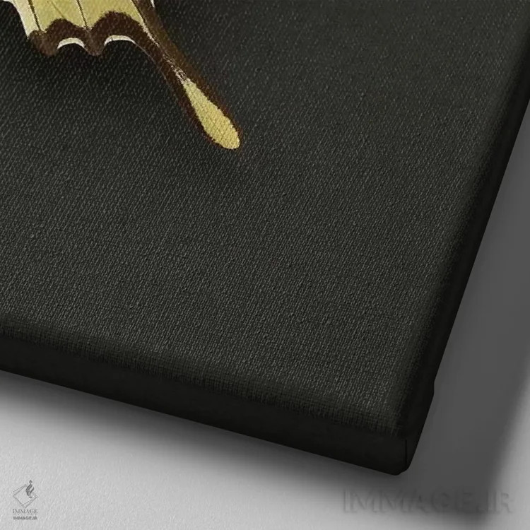 تابلو پروانه دمپرچمی شاهی (King Swallowtail) اثر آلیسون فنل - نمای نزدیک بافت بوم