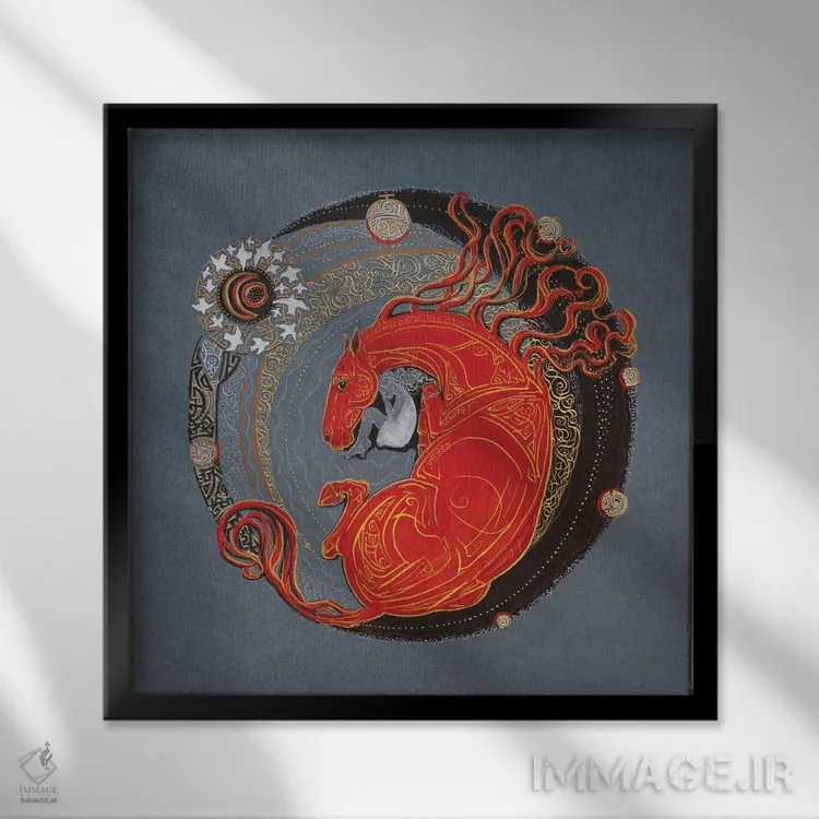 تابلو محافظت از یک رویا (قرمز) اثر فافا کورولوا - نمای قابدار مشکی