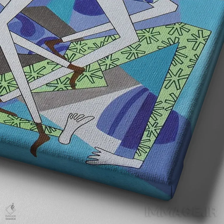 تابلو پیکرههای رقصان انتزاعی ۴ اثر فرانتیشک فلوریان - نمای نزدیک بافت بوم