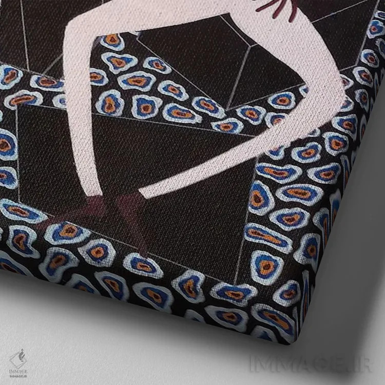 تابلو پیکرههای رقصان انتزاعی با نخلهای صورتی اثر فرانتیشک فلوریان - نمای نزدیک بافت بوم