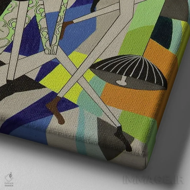 تابلو پیکرههای رقصان شاد ۱۲ اثر فرانتیشک فلوریان - نمای نزدیک بافت بوم